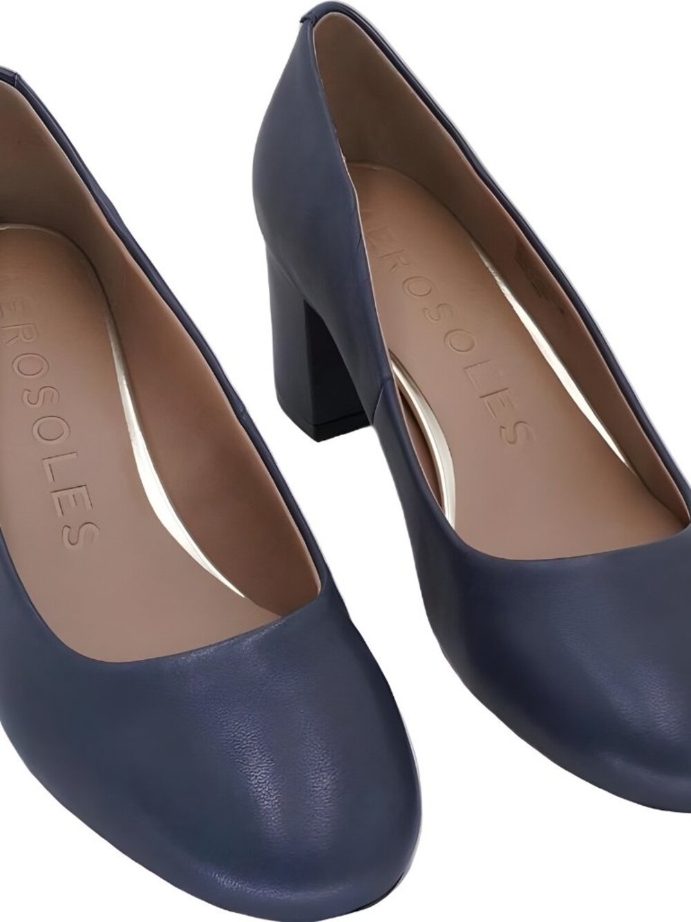 Stylish Aerosoles Ebel Dress Pump Mid Heel Navy Leather Size 10M